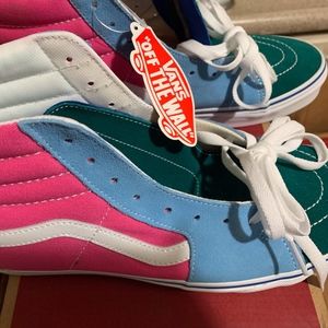 VANS Sk8-Hi Suede/Canvas Pink Blue Green High-Tops